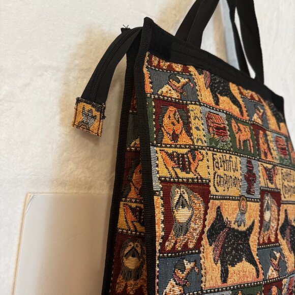 Scottie Tapestry Rolling Travel Collapsible Bag on Wheels Vtg Portable Travel To - Picture 5 of 16